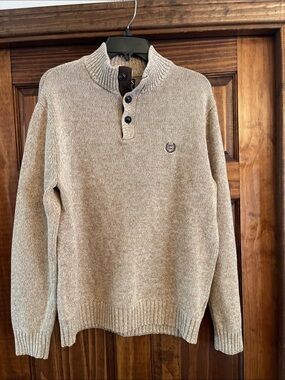 Chaps Men's Sandstone 3 button Neck Sweater L